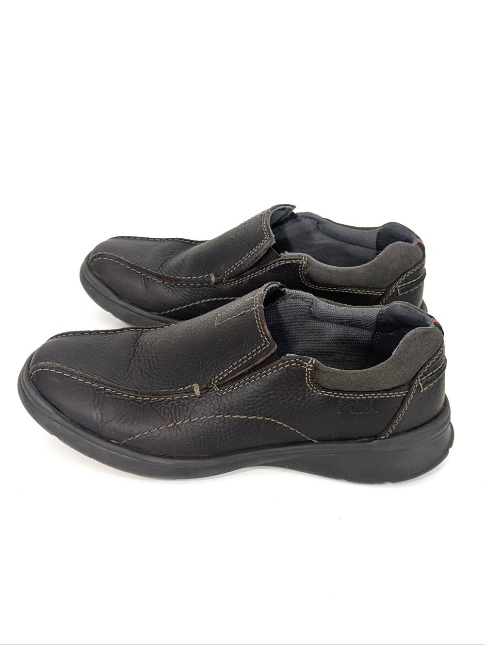 Clarks Cotrell Step Slip On Leather Shoes - Size 7 Mens - Dark Brown